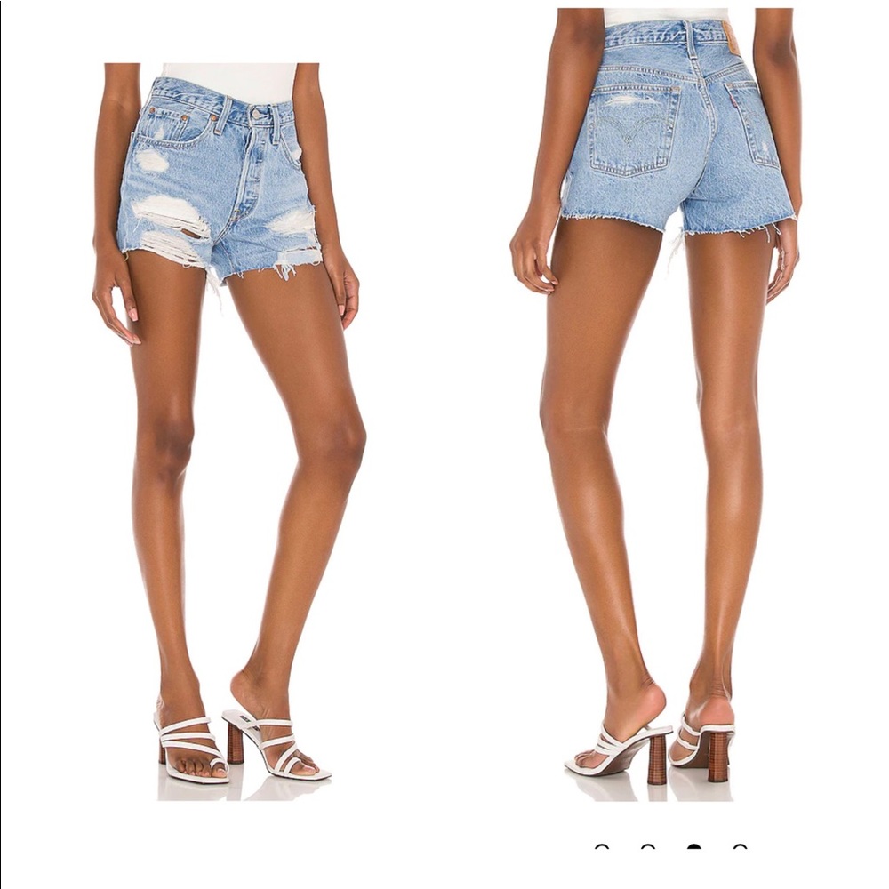 NEW Levi’s Premium 501 High Rise Distressed Shorts - Picture 1 of 12